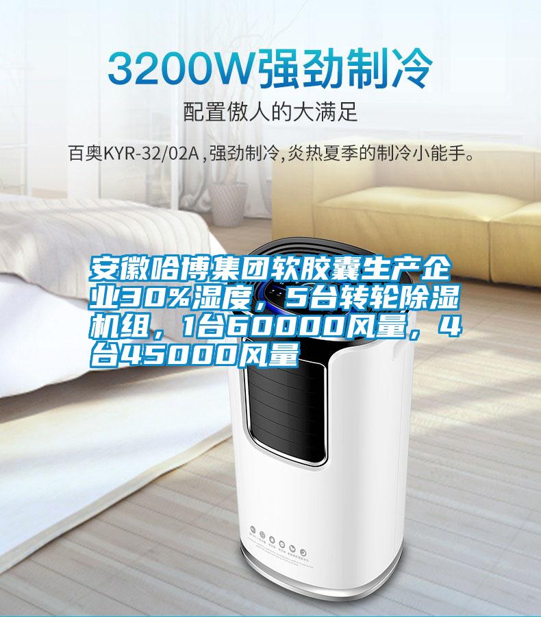 安徽哈博集團軟膠囊生產(chǎn)企業(yè)30%濕度，5臺轉(zhuǎn)輪除濕機組，1臺60000風(fēng)量，4臺45000風(fēng)量